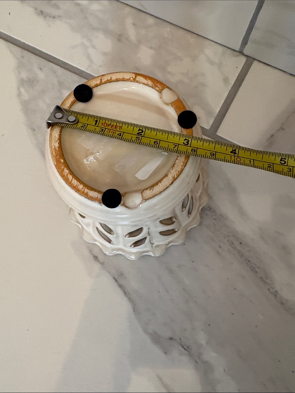Cream Ceramic Orchid Pot with Attached Saucer - Picture 4 of 6
